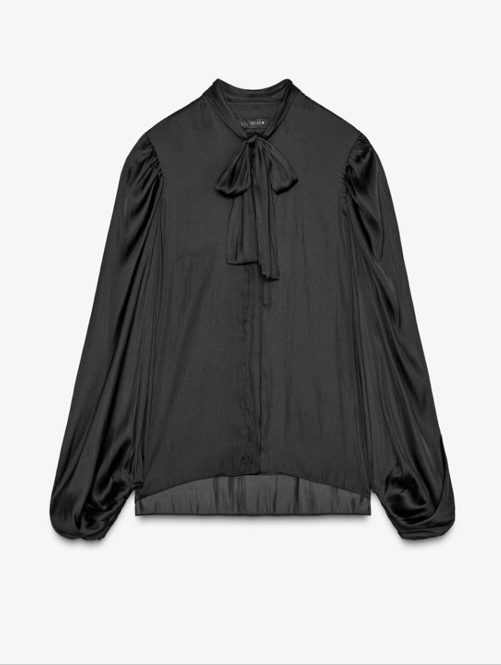 Zara Black Tie-Neck Blouse
